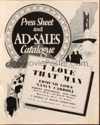 7y532 I LOVE THAT MAN English pressbook '33 Edmund Lowe, Nancy Carroll, Robert Armstrong!