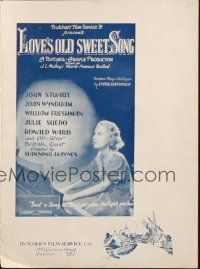 7y541 LOVE'S OLD SWEET SONG English pressbook '33 pretty Joan Wyndham playing piano!