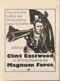 7y542 MAGNUM FORCE English pressbook '73 Clint Eastwood is Dirty Harry pointing his huge gun!