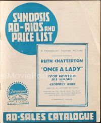 7y550 ONCE A LADY English pressbook '31 Ruth Chatterton, Ivor Novello, great poster images!