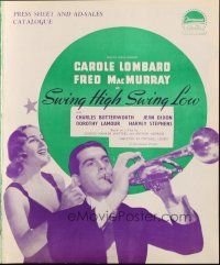7y563 SWING HIGH SWING LOW English pressbook '37 sexy Carole Lombard, Fred MacMurray w/ trumpet!