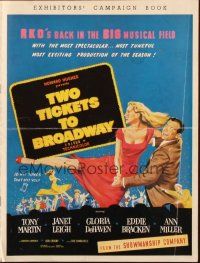 7y566 TWO TICKETS TO BROADWAY English pressbook '51 Janet Leigh, Tony Martin, Howard Hughes