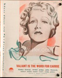 7y567 VALIANT IS THE WORD FOR CARRIE English pressbook '36 Gladys George, different images!