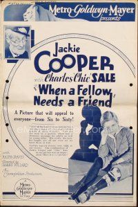 7y571 WHEN A FELLER NEEDS A FRIEND English pressbook '32 old Chic Sale & young Jackie Cooper!