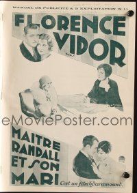 7y504 WORLD AT HER FEET French pb '27 should Florence Vidor's career end with her marriage!