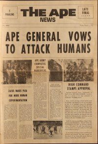 7y013 BENEATH THE PLANET OF THE APES herald '70 sci-fi sequel, cool newspaper design w/articles!