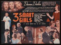 7y099 THREE SMART GIRLS Australian herald '36 introducing the new screen songbird Deanna Durbin!