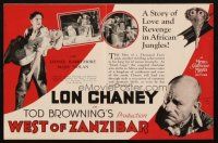 7y079 WEST OF ZANZIBAR herald '28 cool images of Lon Chaney, directed by Tod Browning!
