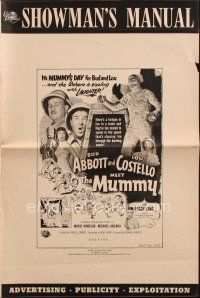 7y590 ABBOTT & COSTELLO MEET THE MUMMY pressbook '55 Bud & Lou with the bandaged monster!