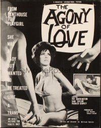 7y596 AGONY OF LOVE pressbook '66 William Rotsler, sexy Pat Barrington, from Penthouse to Playgirl!
