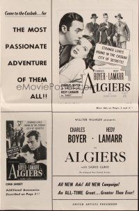 7y597 ALGIERS pressbook R53 Charles Boyer loves sexiest Hedy Lamarr, but he can't leave the Casbah!