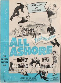 7y598 ALL ASHORE pressbook '52 Mickey Rooney, Peggy Ryan, Navy musical, fun galore!