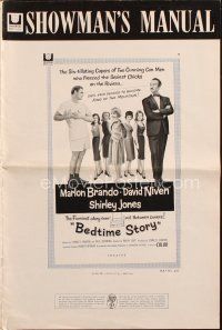 7y615 BEDTIME STORY pressbook '64 Marlon Brando, David Niven & Shirley Jones!