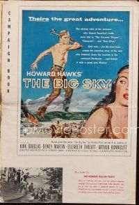 7y621 BIG SKY pressbook '52 Kirk Douglas in Howard Hawks' mighty adventure of the Great Northwest!
