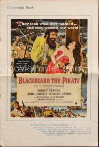 7y622 BLACKBEARD THE PIRATE pressbook '52 cool art of Robert Newton in the title role!