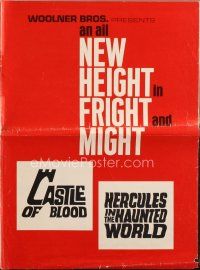 7y639 CASTLE OF BLOOD/HERCULES IN THE HAUNTED WORLD pressbook '64 Italian horror double-bill!