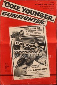 7y646 COLE YOUNGER GUNFIGHTER pressbook '58 cowboy Frank Lovejoy with smoking gun!