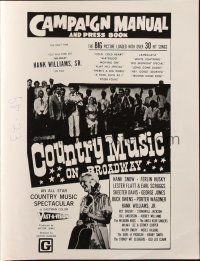 7y654 COUNTRY MUSIC ON BROADWAY pressbook '64 first feature length all country picture,Hank Williams