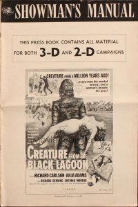 7y655 CREATURE FROM THE BLACK LAGOON pressbook '54 with all the great monster poster images!