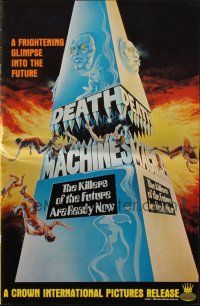 7y660 DEATH MACHINES pressbook '76 wild sci-fi art, the killers of the future are ready now!