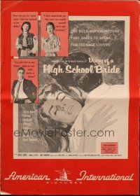 7y664 DIARY OF A HIGH SCHOOL BRIDE pressbook '59 AIP bad girl, it's not true what they say!