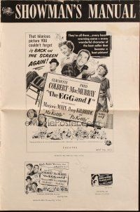 7y677 EGG & I pressbook R54 Claudette Colbert, MacMurray, first Ma & Pa Kettle, by Betty MacDonald!