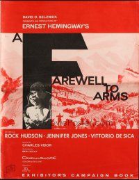 7y684 FAREWELL TO ARMS pressbook '58 Rock Hudson, Jennifer Jones, Ernest Hemingway