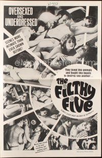 7y689 FILTHY FIVE pressbook '68 William Mishkin, oversexed, underdressed, they loved like animals!