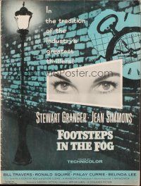 7y700 FOOTSTEPS IN THE FOG pressbook '55 was Stewart Granger there to kiss or kill Jean Simmons!