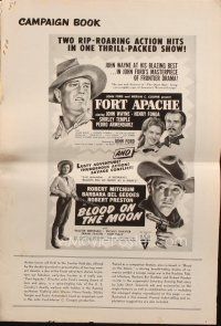 7y701 FORT APACHE/BLOOD ON THE MOON pressbook '53 John Wayne & Robert Mitchum western double-bill!