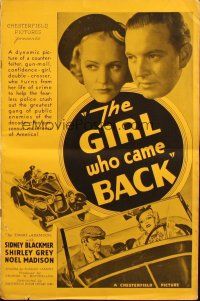 7y711 GIRL WHO CAME BACK pressbook '35 Shirley Grey turns from life of crime to help bust a gang!