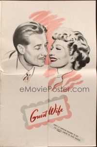 7y725 GUEST WIFE pressbook '45 Don Ameche asks Dick Foran if he can borrow Claudette Colbert!