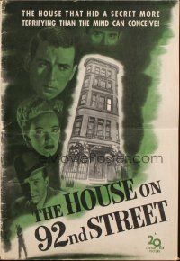 7y746 HOUSE ON 92nd STREET pressbook '45 William Eythe, Lloyd Nolan, Signe Hasso, film noir!