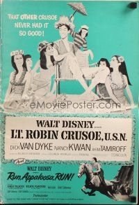 7y808 LT. ROBIN CRUSOE, U.S.N. pressbook '66 Disney, Dick Van Dyke chased by sexy island babes!