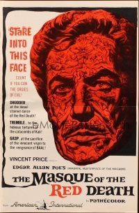 7y827 MASQUE OF THE RED DEATH pressbook '64 cool montage art of Vincent Price by Reynold Brown!