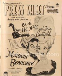 7y575 MONSIEUR BEAUCAIRE Australian pressbook '46 different art of Bob Hope & Joan Caulfield!