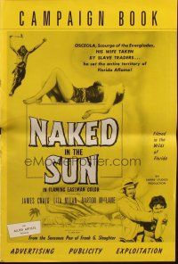 7y846 NAKED IN THE SUN pressbook '57 white slavery filmed in the wilds of Florida's jungles!