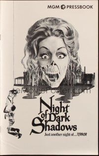 7y849 NIGHT OF DARK SHADOWS pressbook '71 freaky art of the woman hung as a witch 200 years ago!