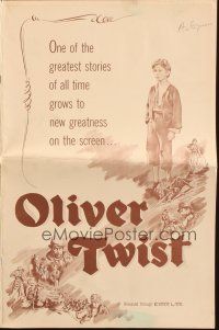 7y858 OLIVER TWIST pressbook '51 Robert Newton as Bill Sykes, directed by David Lean, cool art!
