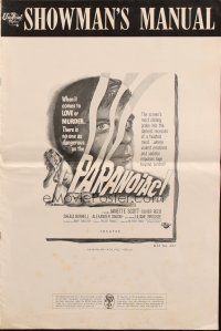 7y862 PARANOIAC pressbook '63 a harrorwing excursion that takes you deep into its twisted mind!