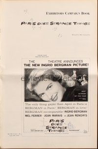 7y863 PARIS DOES STRANGE THINGS pressbook '57 Jean Renoir's Elena et les hommes, Ingrid Bergman