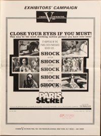 7y864 PARIS SECRET pressbook '64 it may be the most shocking motion picture you have ever seen!