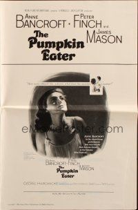 7y884 PUMPKIN EATER pressbook '64 Anne Bancroft, Finch, a marriage bed isn't always a bed of roses!