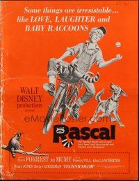 7y888 RASCAL pressbook '69 Walt Disney, Bill Mumy on bike with raccoon & dog!