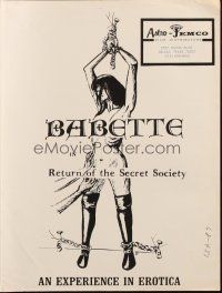 7y895 RETURN OF THE SECRET SOCIETY pressbook '68 sexy bondage art, an experience in erotica!