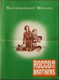 7y899 ROCCO & HIS BROTHERS pressbook '61 Luchino Visconti's Rocco e I Suoi Fratelli, Alain Delon