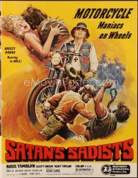 7y906 SATAN'S SADISTS pressbook R84 motorcycle maniacs on wheels roaring to Hell!