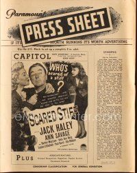 7y576 SCARED STIFF Australian pressbook '45 different images of Jack Haley & Ann Savage!