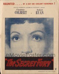 7y577 SECRET FURY Australian pressbook '50 Claudette Colbert, Robert Ryan, directed by Mel Ferrer!