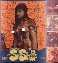 7y918 SEX SHUFFLE pressbook '68 the wildest orgy ever filmed, sexy naked painted hippie girls!